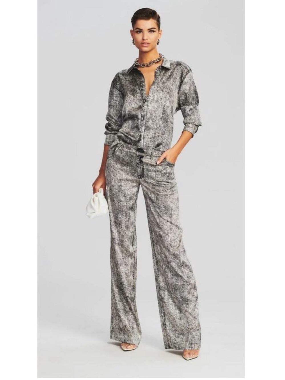 Retrofete Verona Silk Pants in black acid